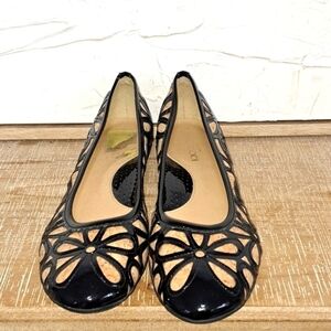 Sesto Meucci Ballet Flats black patent leather and cork size 10